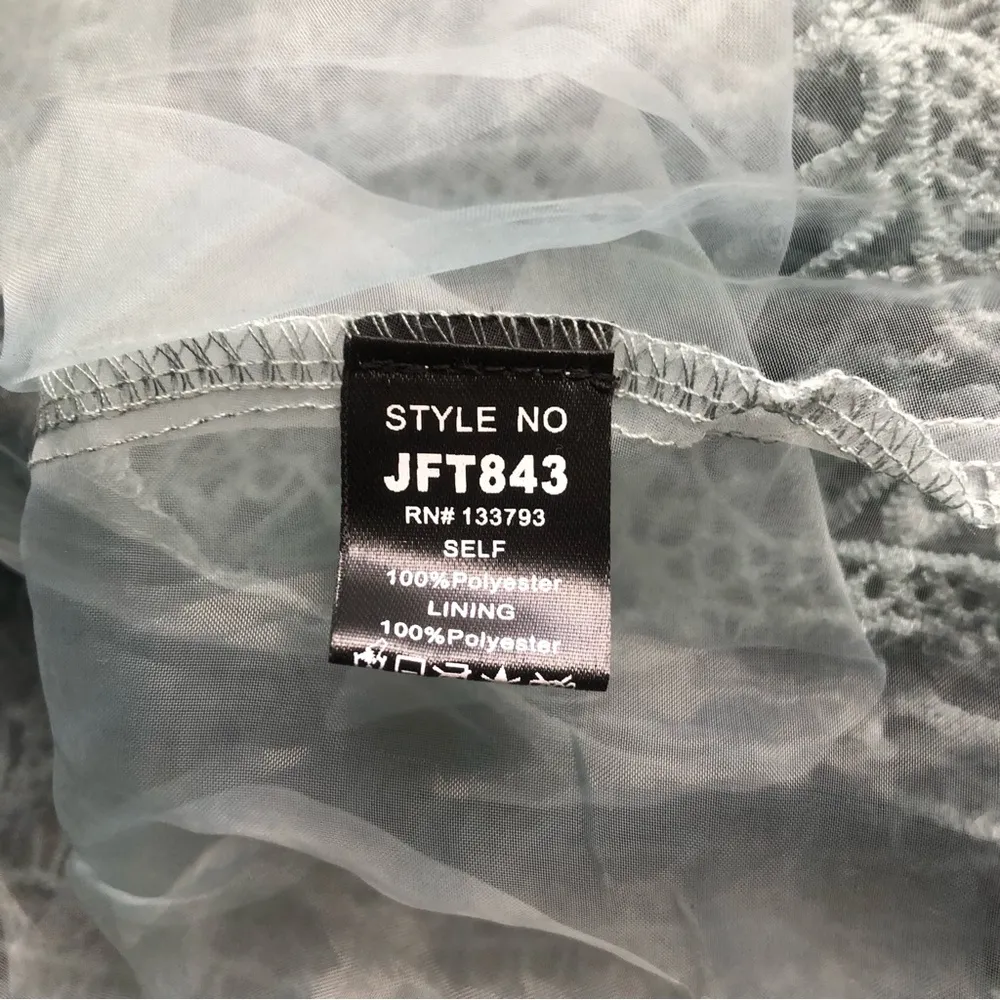 POL Muted Teal Off The Shoulder Crochet Lined Top Small Flirty Feminine NWOT - Image 9