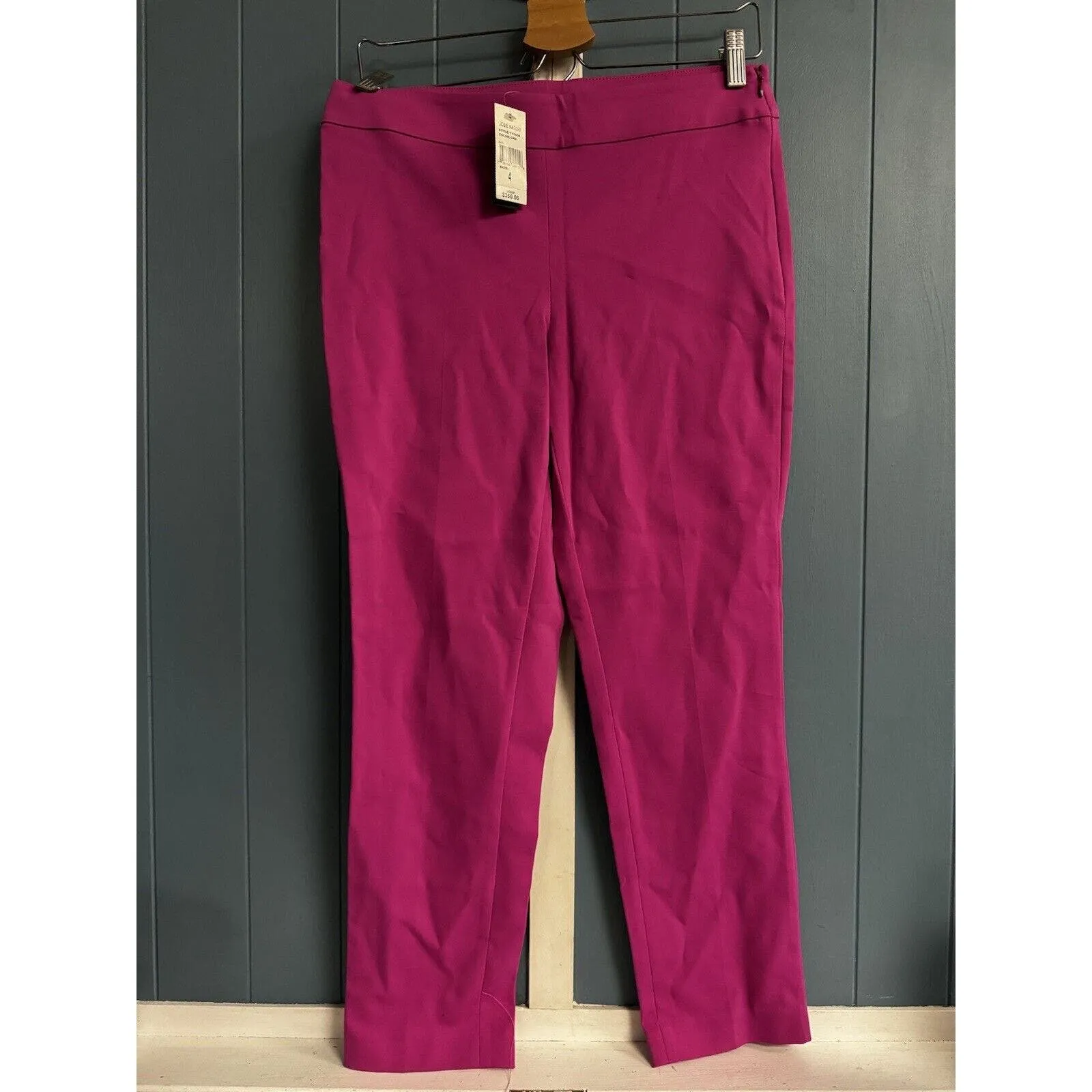 Josie NATORI Cropped Cotton Rayon‎ Skinny Pants HOT PINK, Size 4 NWT $350 - Image 7