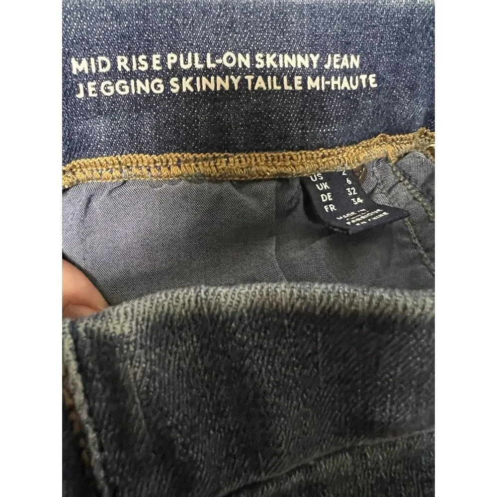 Lands' End Jeans Size 2 Blue Denim Mid-Rise Pull On Skinny 5-Pocket Jegging 0179 - Image 9