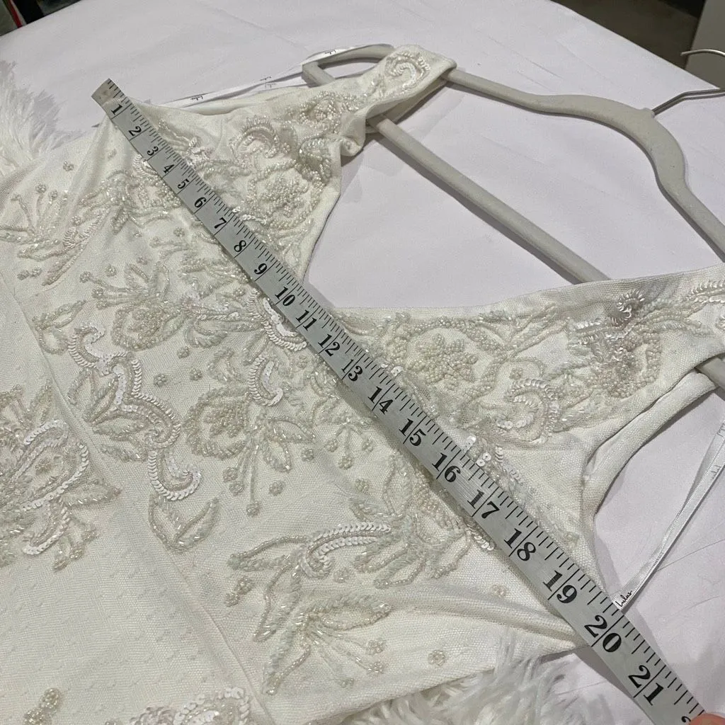 Lulu's Passionate Romance Beaded Sequin Mermaid Wedding Dress in White XL - Image 6