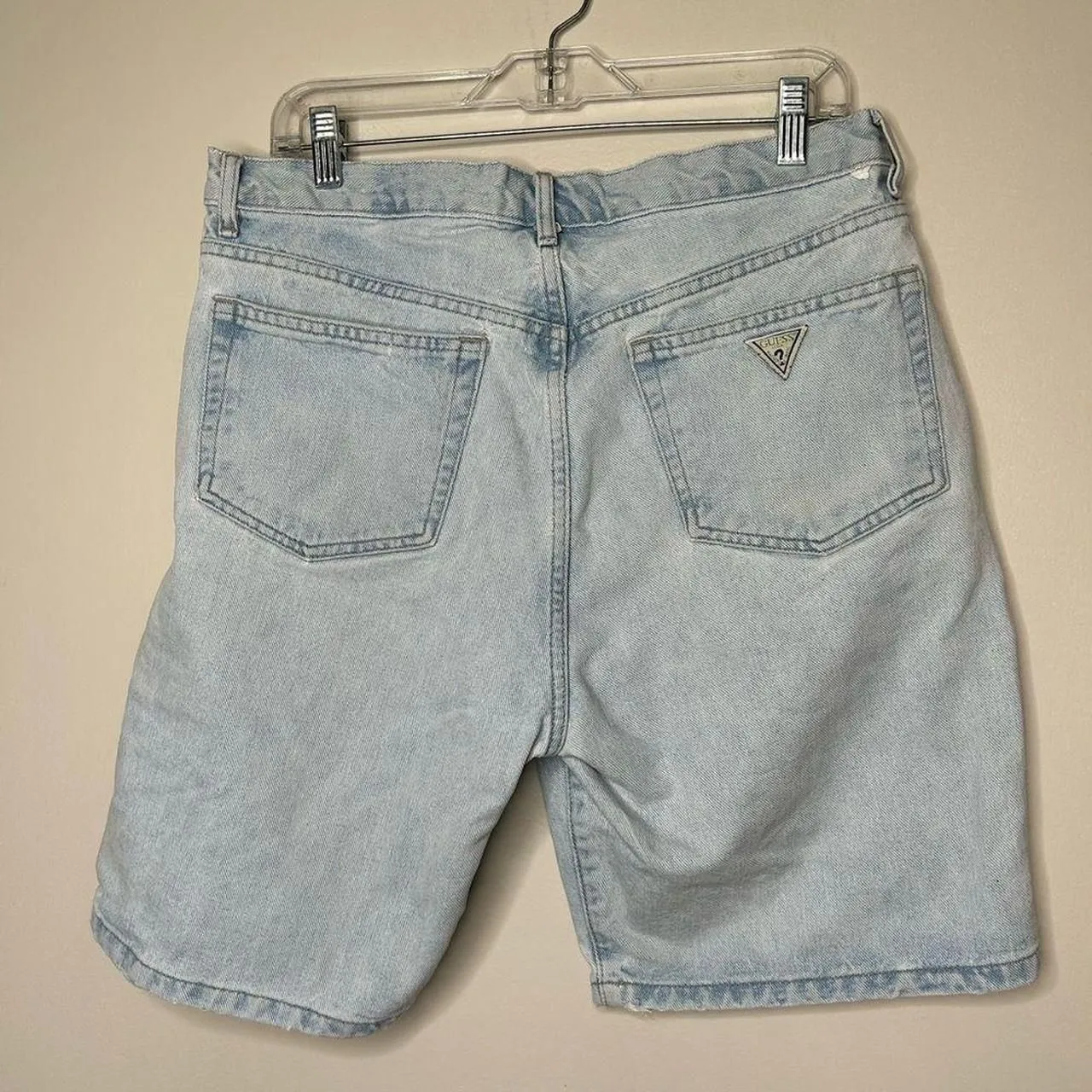 Vintage Guess light wash Blue Jean Shorts 33 100% cotton retro 90s 1990s - Image 5