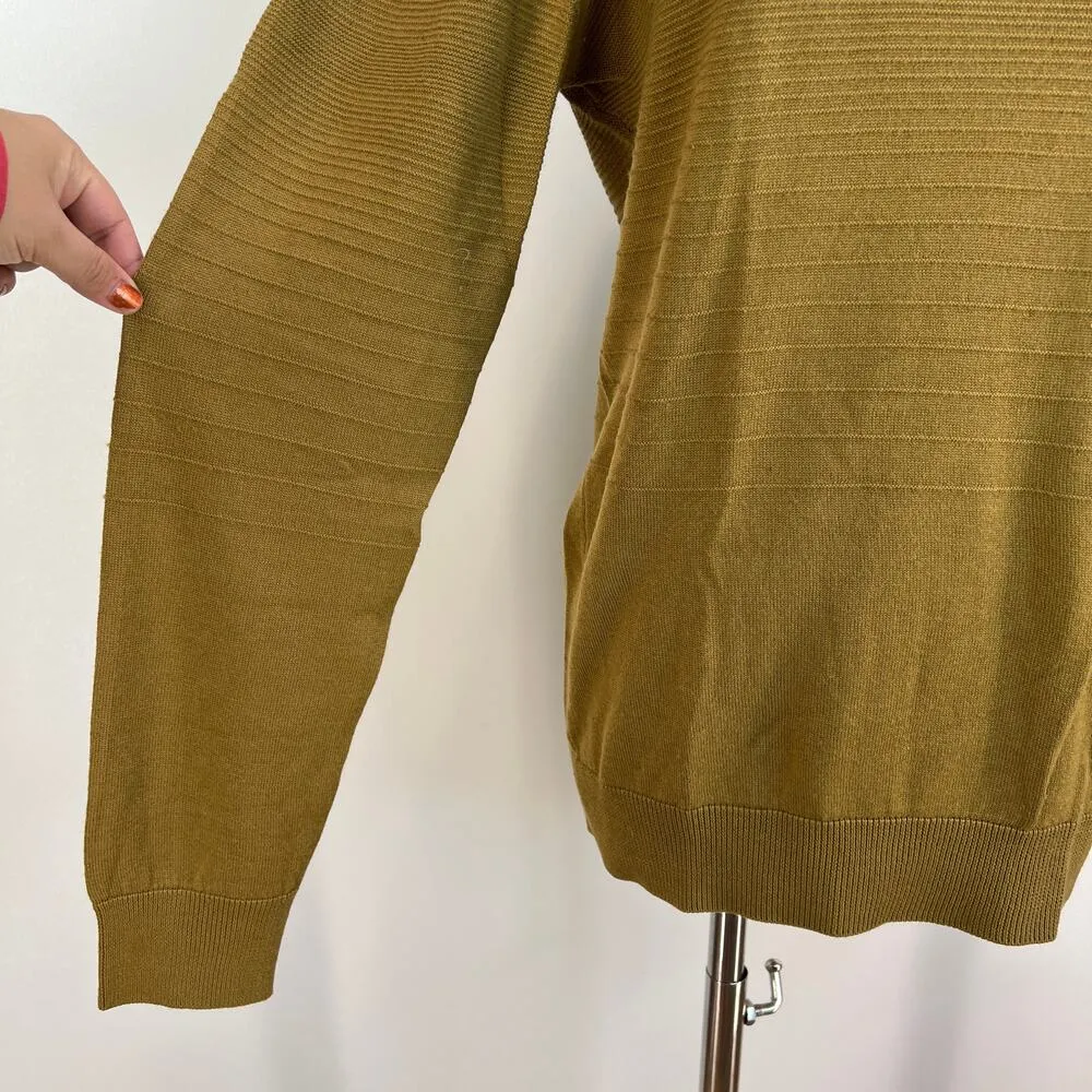 Saks Fith Avenue Modern Knit Crewneck Sweater Wool Camel Tan - Image 6