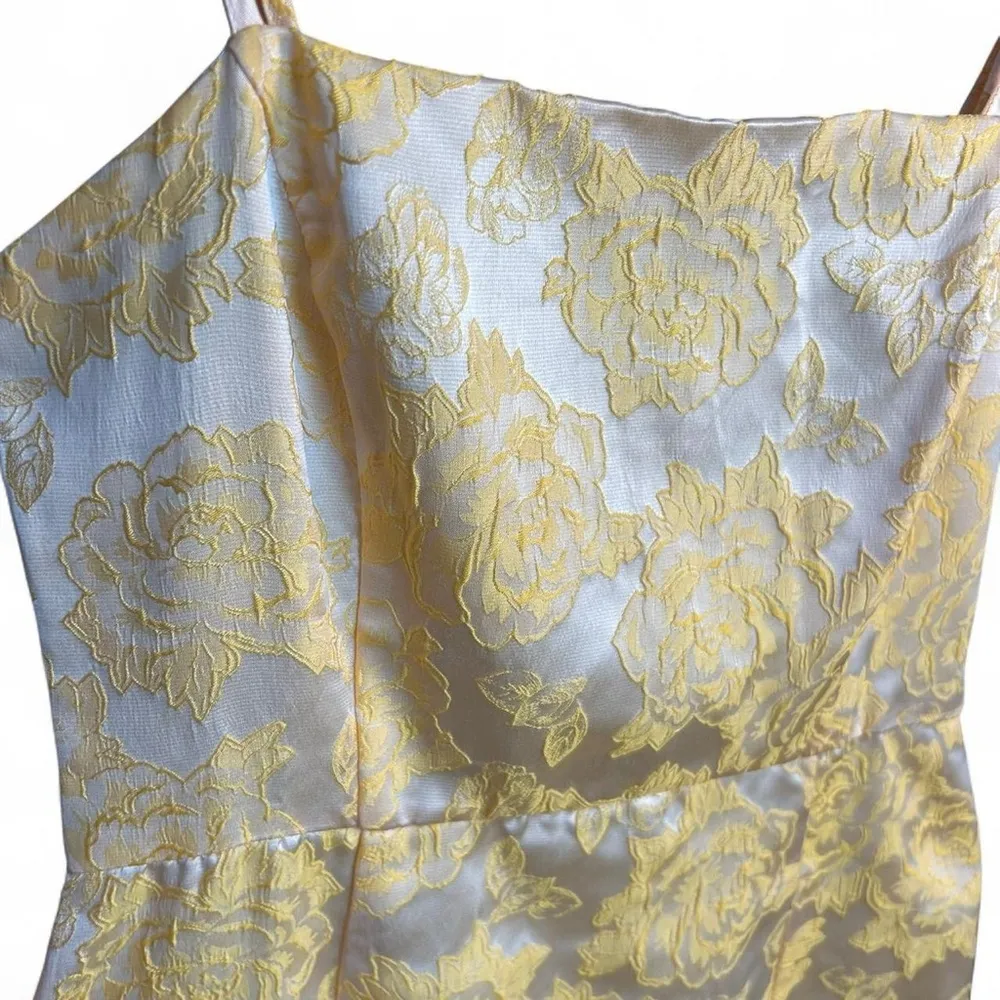 Lulus Bright Blooms Champagne Yellow Floral Jacquard Maxi Dress💛 Small - Image 4