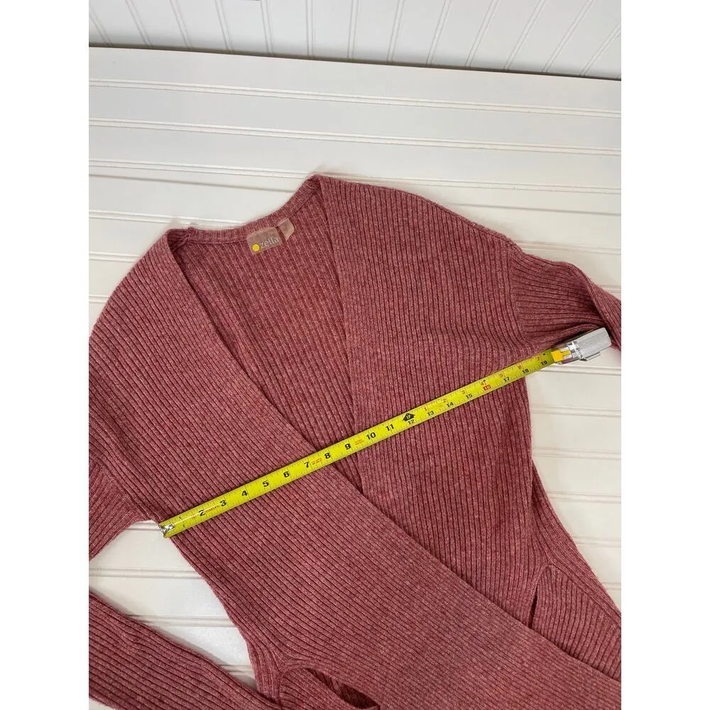 Zella Womens Wrap Sweater Twist Front Pullover Salmon Size S - Image 5