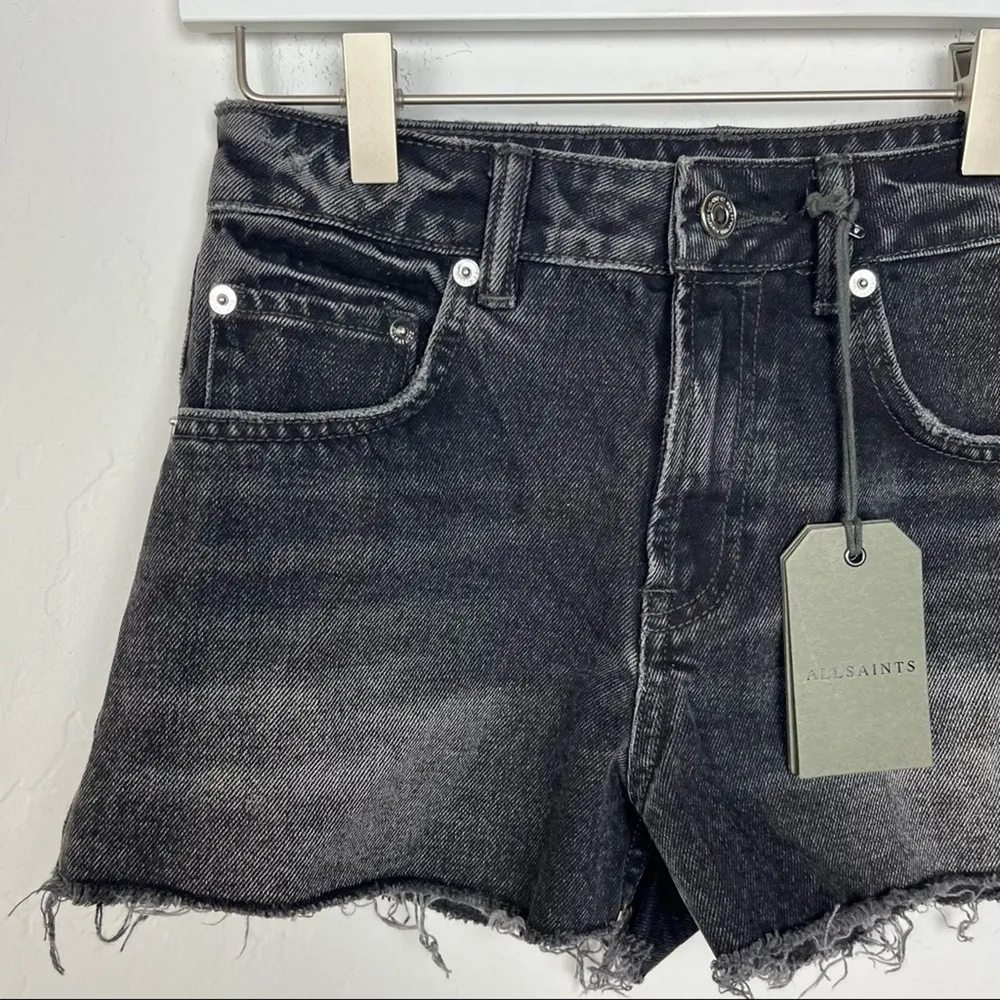 All Saints High Rise Lexi Shorts in Black - Image 3