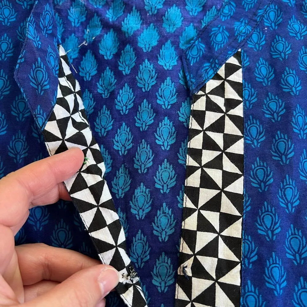 Boutique Womens Tunic Top Dress Brightly Colored Geo Print Midi Side Slits Large - Image 9