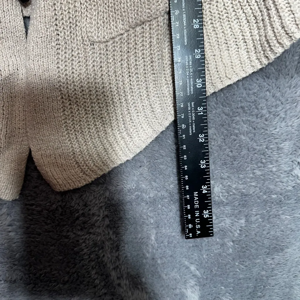 SHEIN Women’s Cardigan Sweater Size L Beige Toggle Closure Pockets Long Sleeve - Image 3