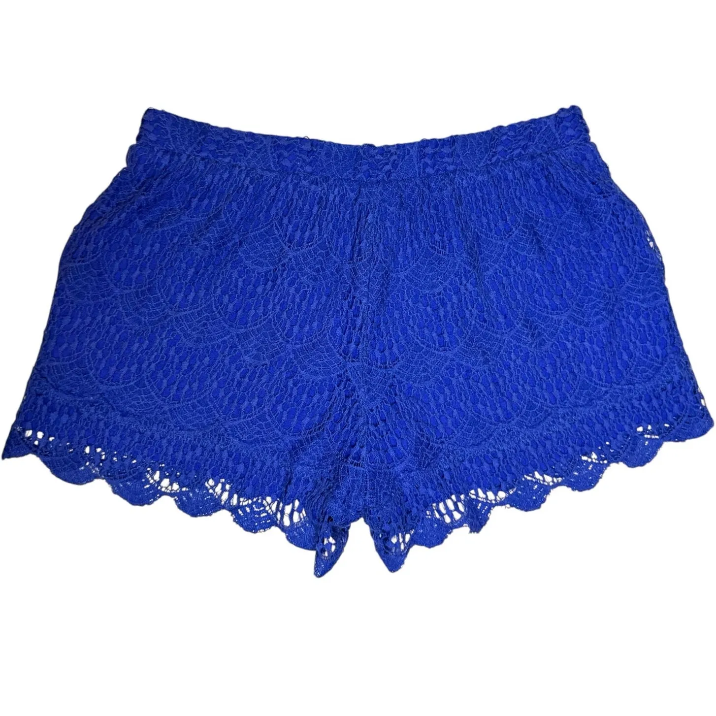Ella Moss Crochet Shorts Eyelet Mid-Rise Shorts Pockets Womens Sz Small Blue - Image 3