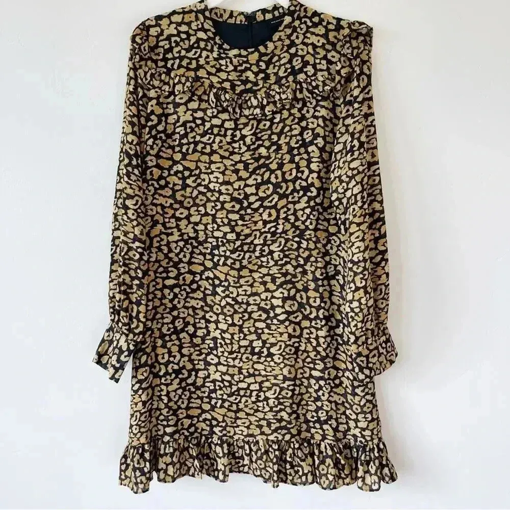 Who What Wear Target Leopard Chiffon Ruffle Dress Size Medium EUC - Image 5