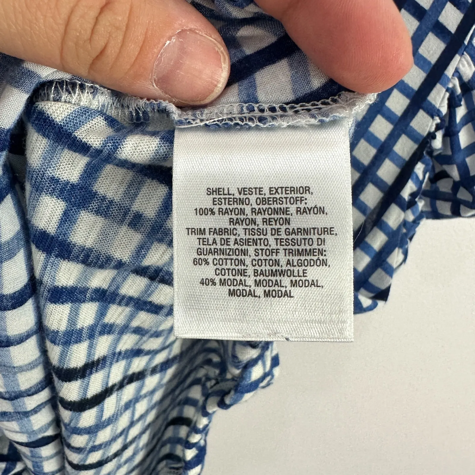 Postmark Womens Top XS Blue Gingham Wrap Blouse Grid Print Cottage Preppy Picnic - Image 6