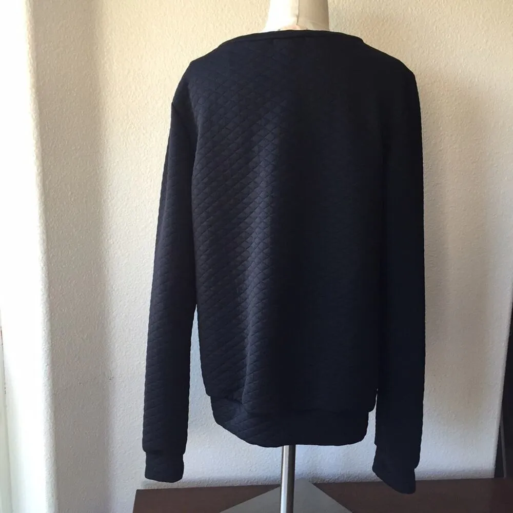 Love quilted sweatshirt Street wear athleisure casual back to school Black Size M - Image 4