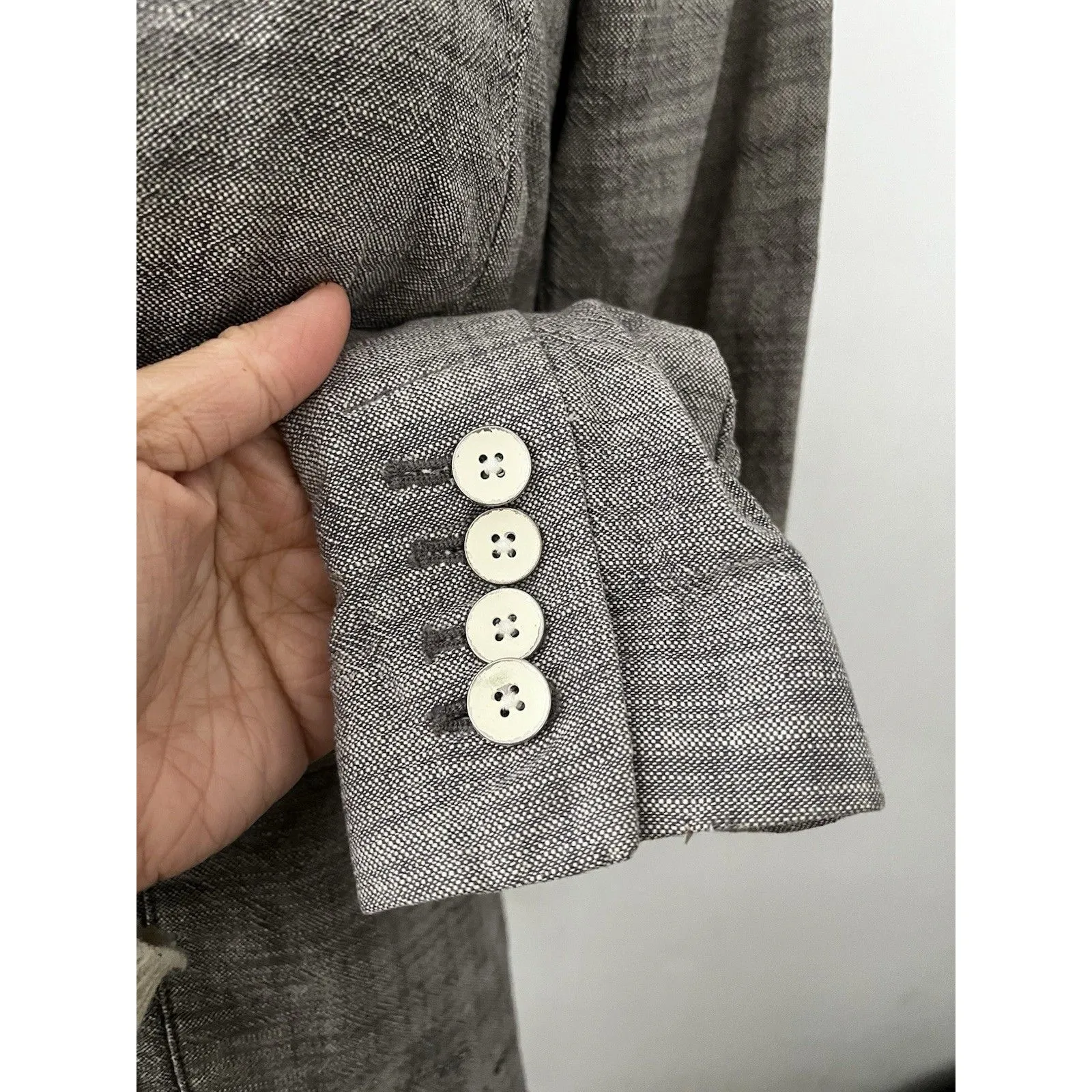 Eddie Bauer Womens Blazer 4 Light Gray Cotton Career Preppy Academic Earthy - Image 5