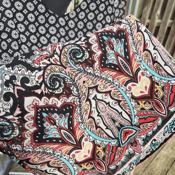 AUW Bohemian Tunic Lined Mini Dress Back Cut-out  Bell Sleeve Size M - Image 15