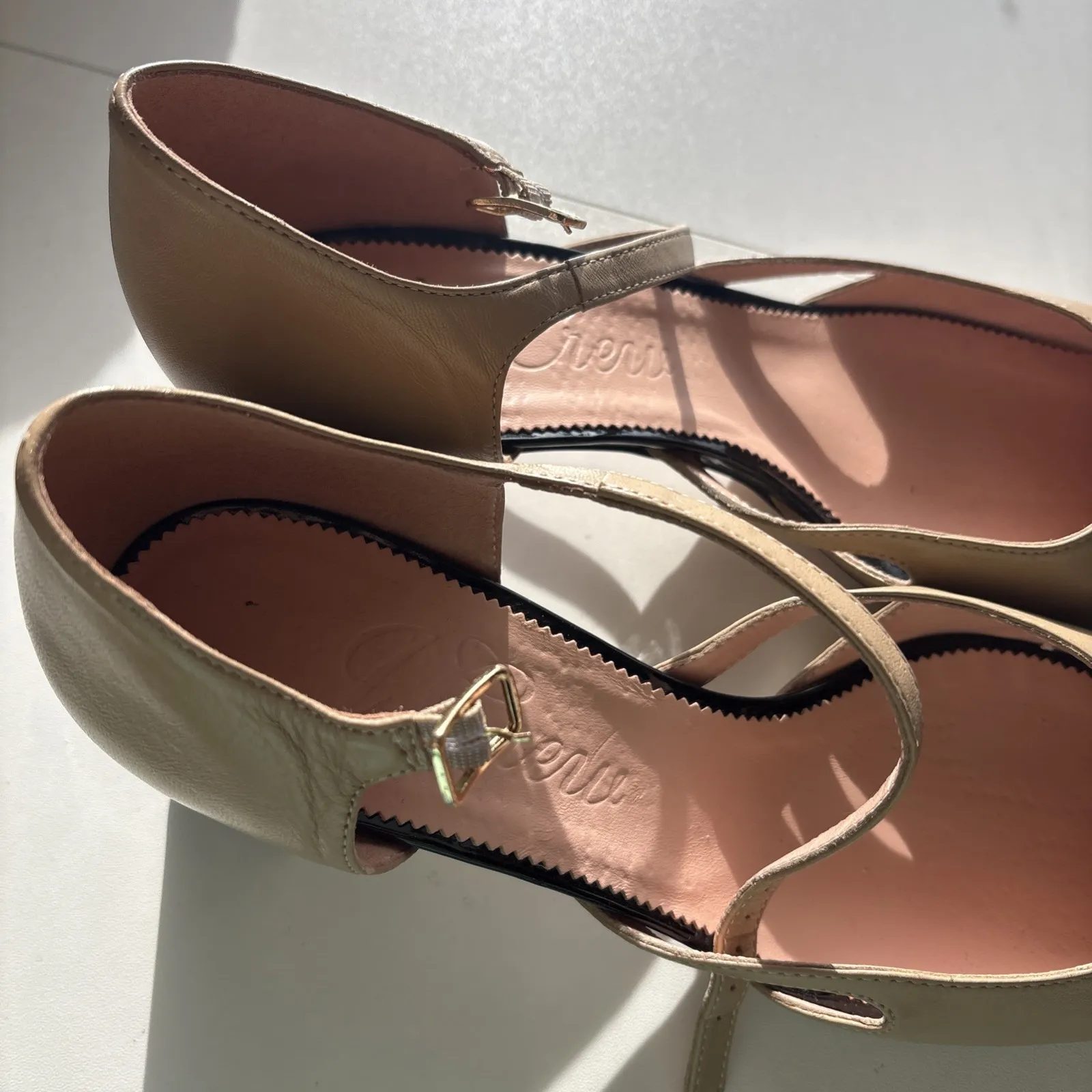 J Crew Millie Ankle Strap Cut Out Heels In Leather Sz 11 - Image 3