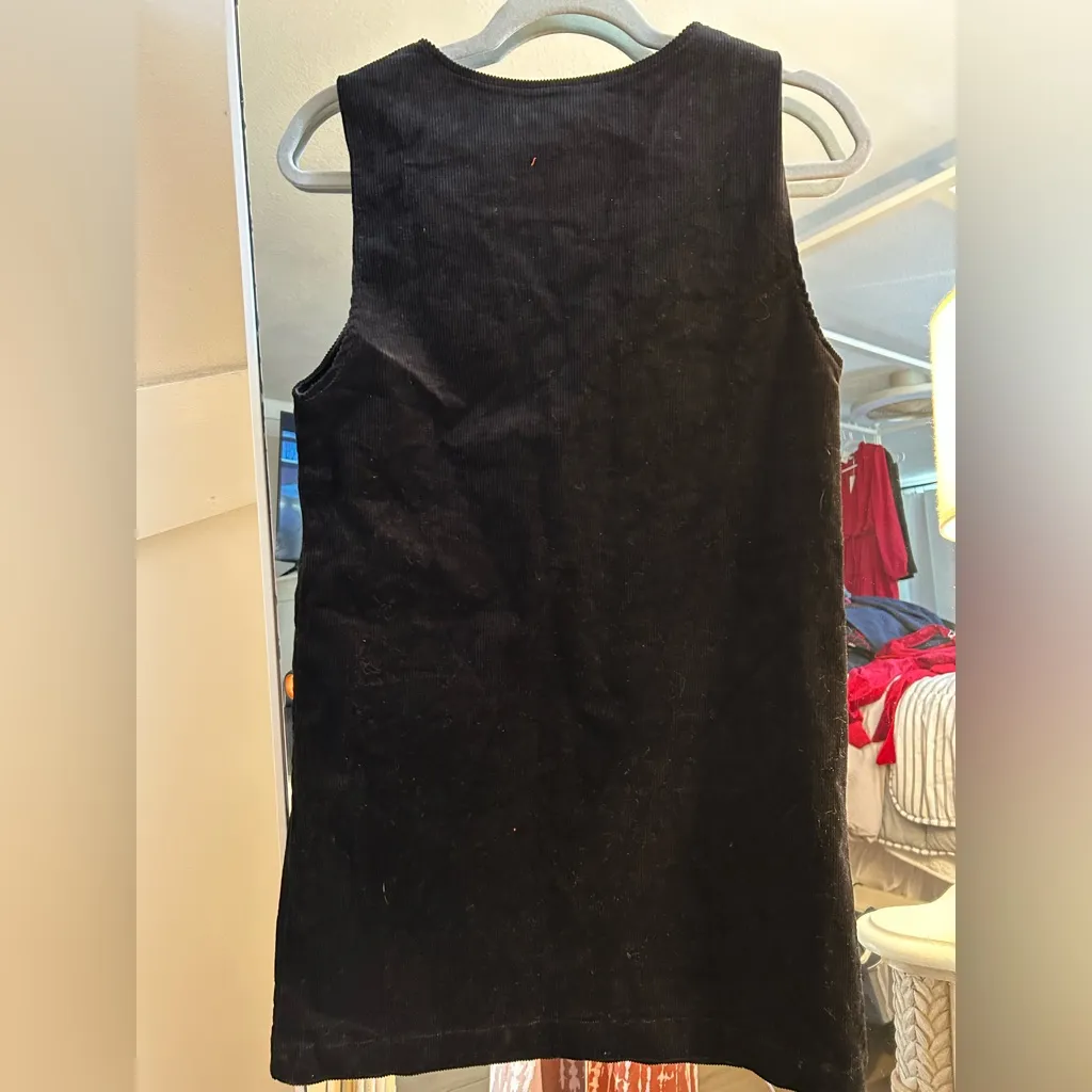 NEW Black CORDUROY Pinafore Jumper Lined Dress XS - Image 2