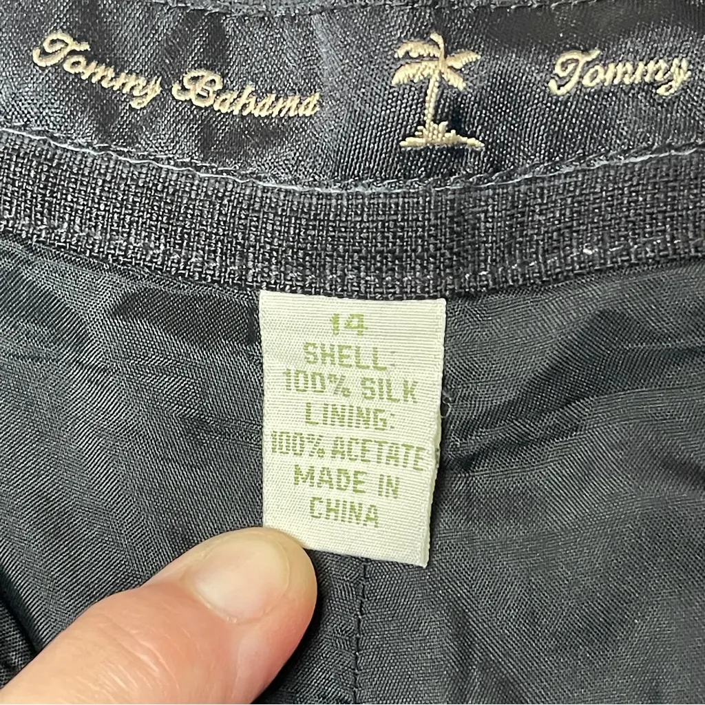 TOMMY BAHAMA Vintage Women’s Black Silk Dress Pants, Size 14 - Image 8