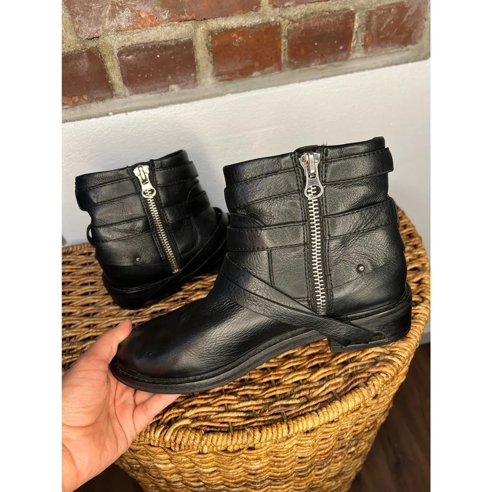 Dolce Vita Women’s Kiera Strappy Moto biker Leather Boots Black 8 - Image 12