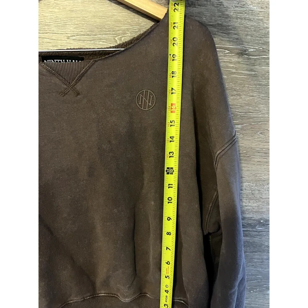 Ninth Hall Sweatshirt Size Medium Brown Acid Washed Vintage look Grunge Street - Image 9