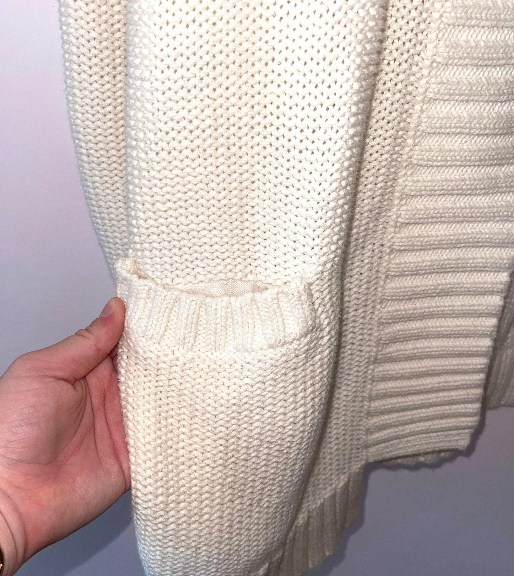 Cream Open Front Knit Cardigan - Image 6