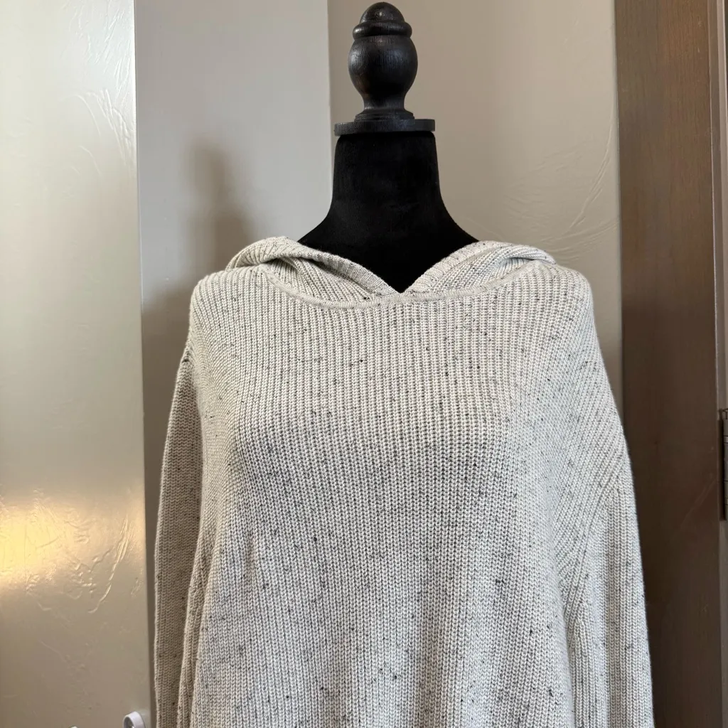 Banks Journal Women's Oversized Long‎ Sweater Hoodie Cream White Speckle Neutral Size L - Image 4