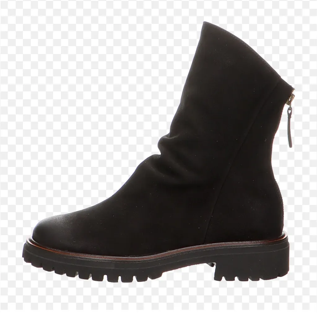 $500 NEW PAUL GREEN NOBU ZIP-UP BOOT BLACK NUBUCK SLOUCHY PLATFORM 8.5 (TC19) - Image 2