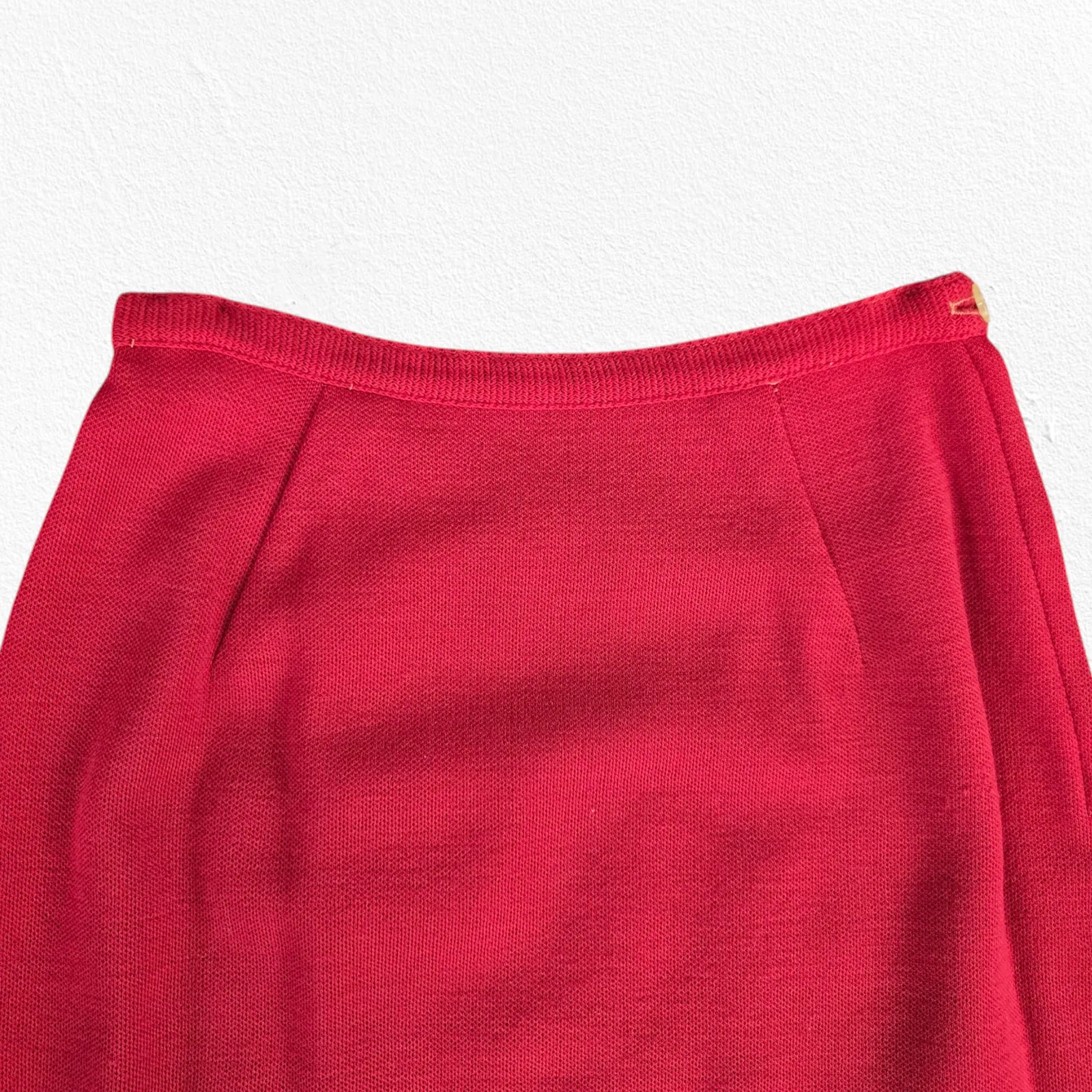 50s Vintage Red Open Front Double Breasted Blazer Pencil Skirt Wool Set Size 2 - Image 11