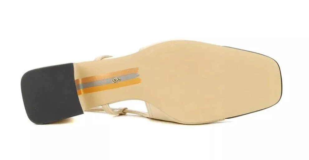 BRAND NEW Sam Edelman Tarra Summer Sand/Black Slingback Heels, Size 8.5 - Image 4