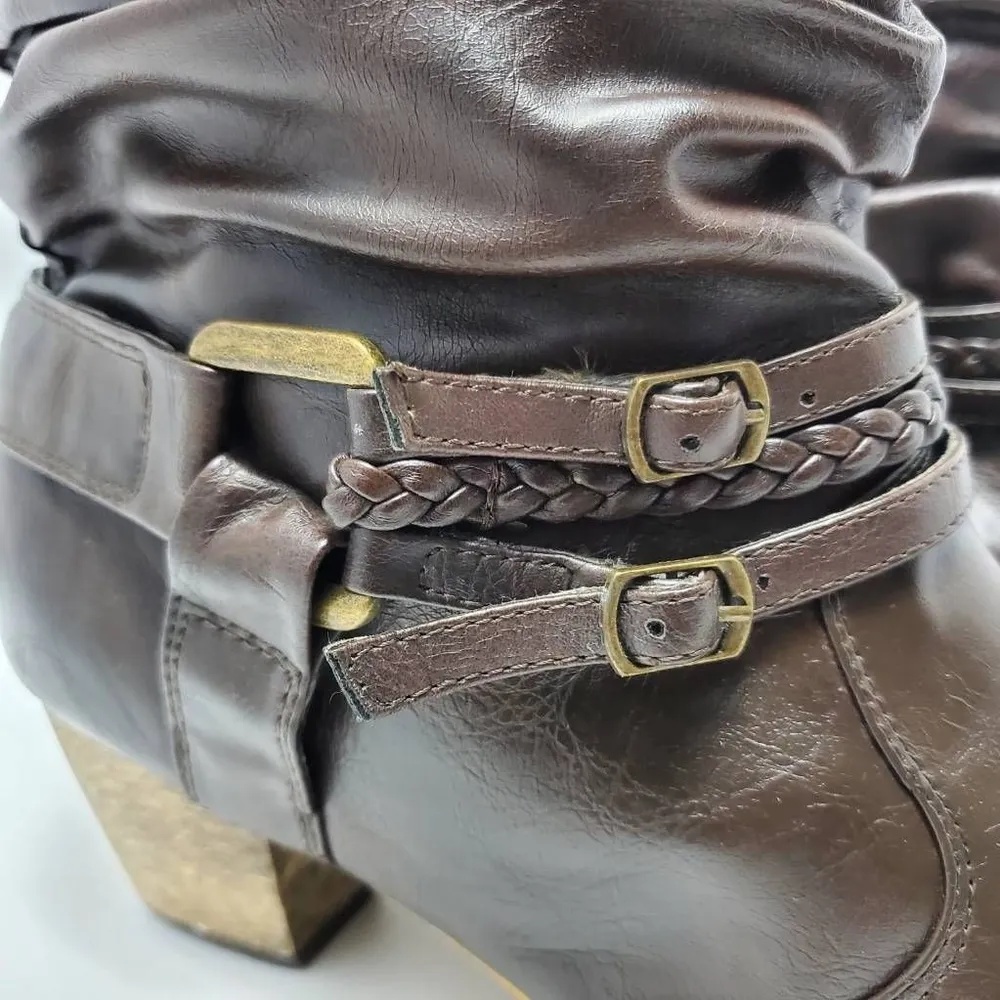 Zune Womens Cherokee Ankle Slouch Boots Booties Brown Cuban Heel Pull On Size 11 - Image 3