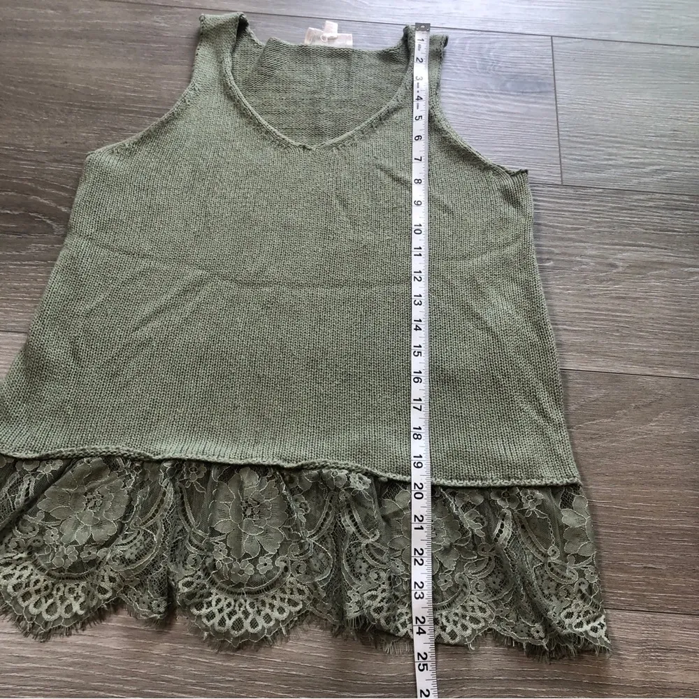 Cloud Chaser Green Lace Trim Womens Sleeveless Knit Tunic Tank Top Size Medium - Image 7