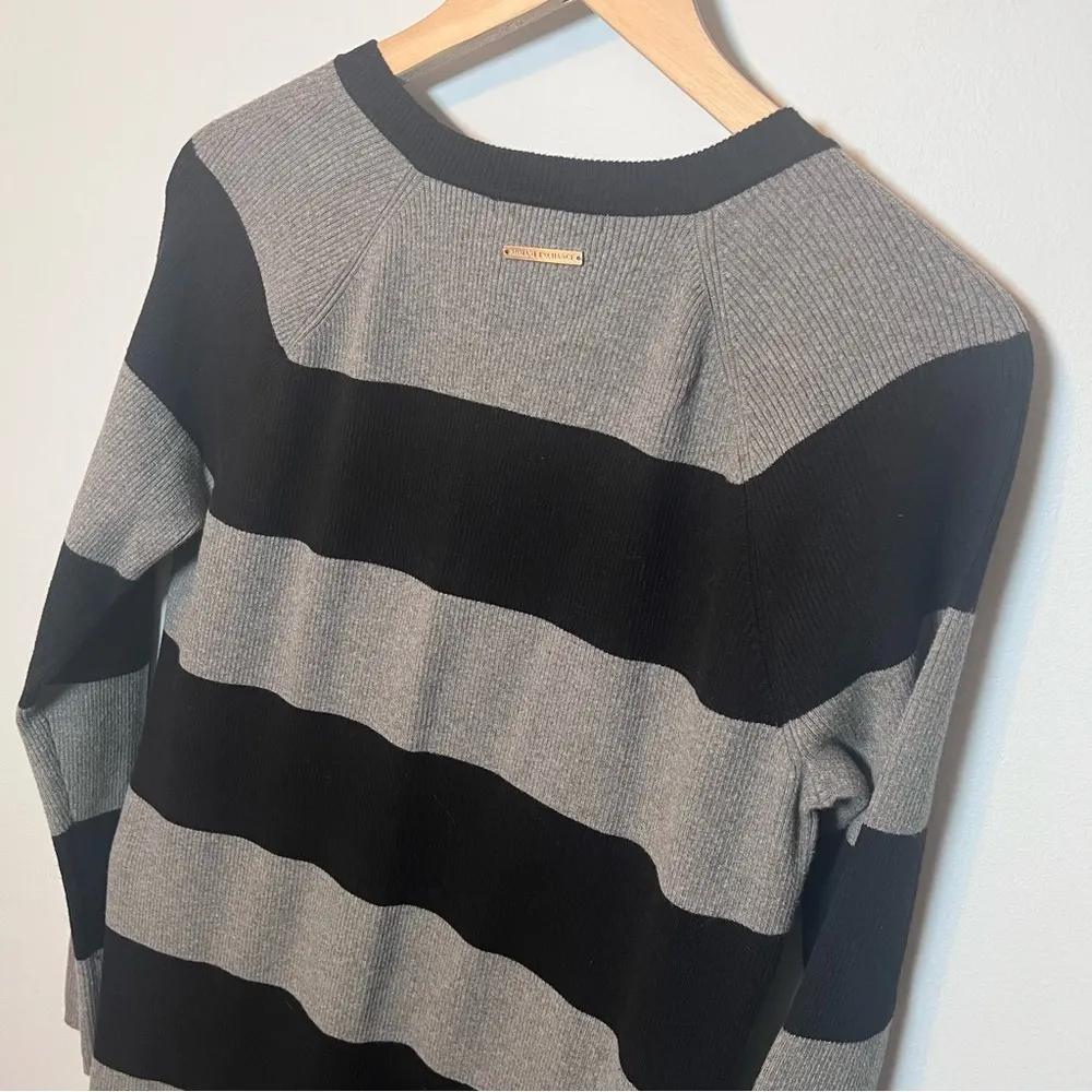 A|X Armani Exchange Sweater Dress Women’s XL Black Gray Striped - Image 4