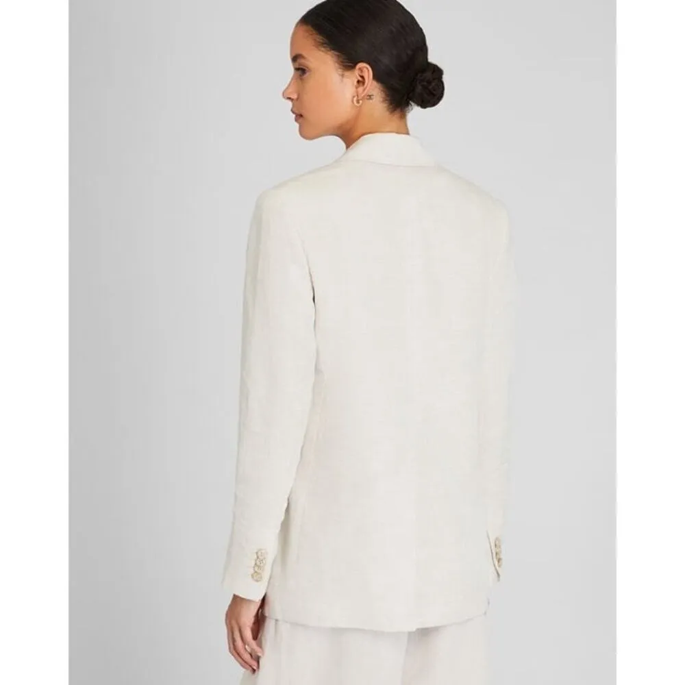 CLUB MONACO Flaxseed Relaxed Single Breasted Linen-Blend Blazer Coat Size Large - Image 2