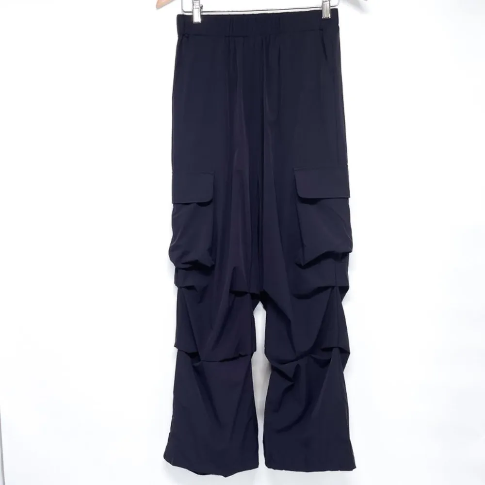 Oversized Nylon Cargo Pants Baggy Blue High Waisted Parachute Pants Joggers - Image 3