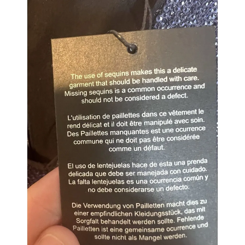 Rachel Zoe Clover Baby Doll Sequin Blouse Top Size 6 Navy Blue V-Neck NWT - Image 7