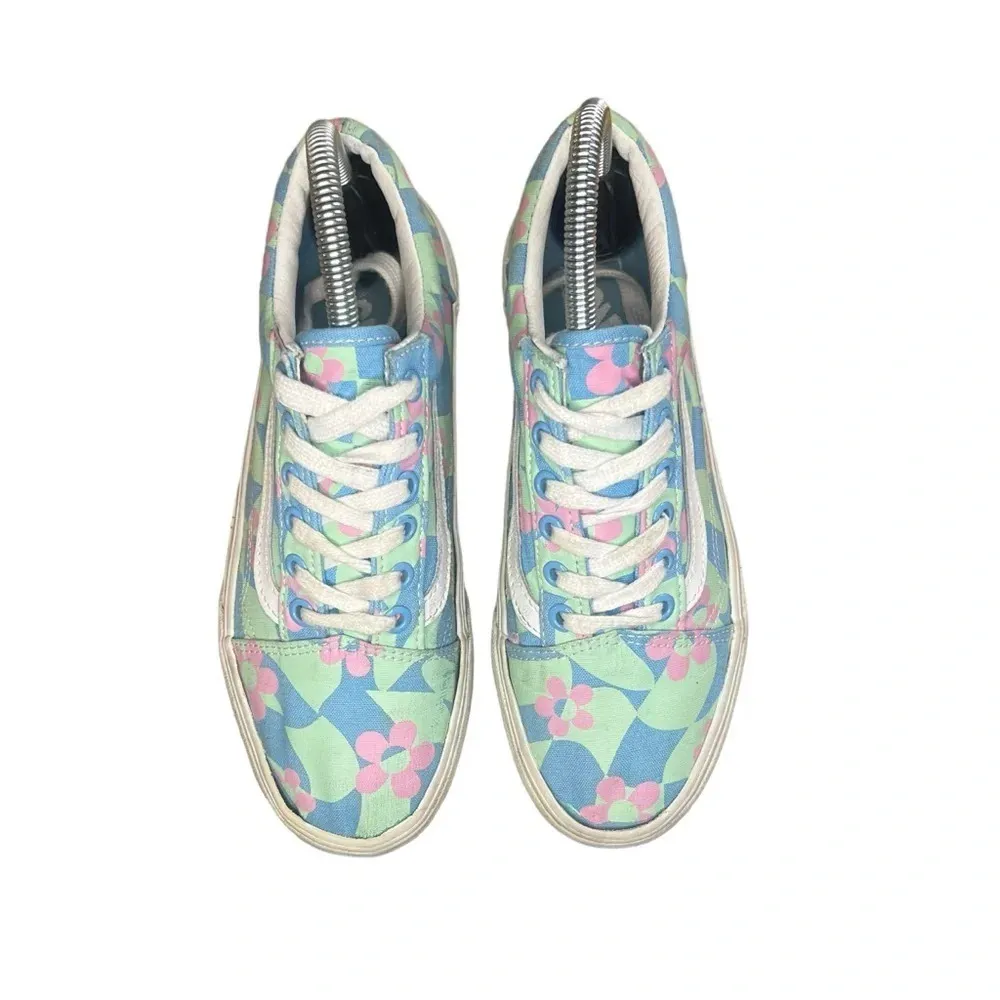 Vans X Awake NY Old Skool Stackform Platform‎ Checkerboard Floral Sneakers W6.5 - Image 5