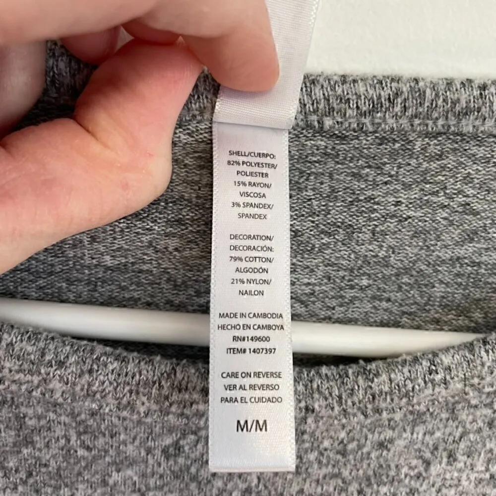 FN BY FLORA NIKROOZ Pajama / Lounge Lace Stripe Gray Cream Crewneck Sweatshirt M - Image 11