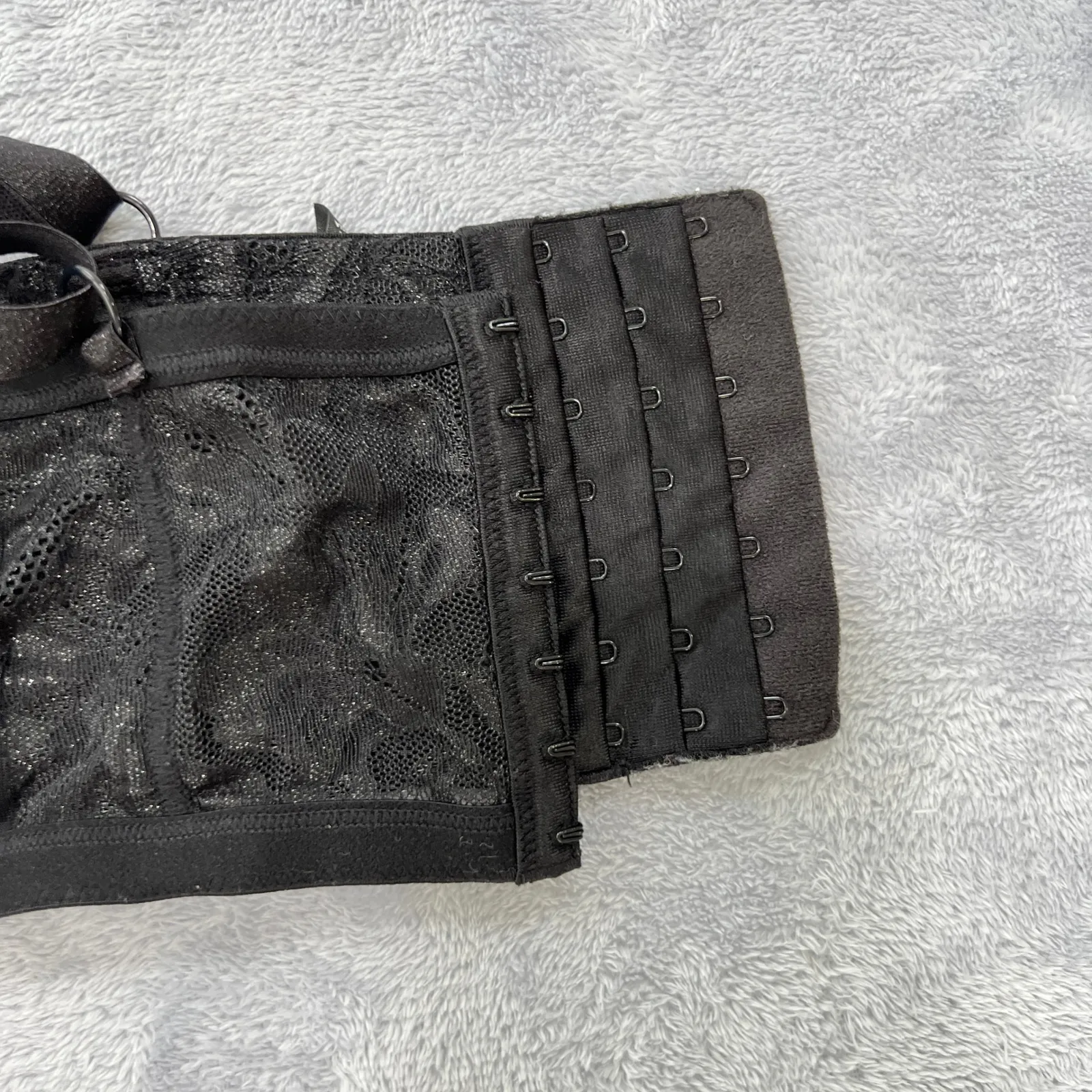 Torrid Striped Mesh Elastic Long Line Cutout Bra‎ Unlined Sexy Lingerie Black 3 - Image 10