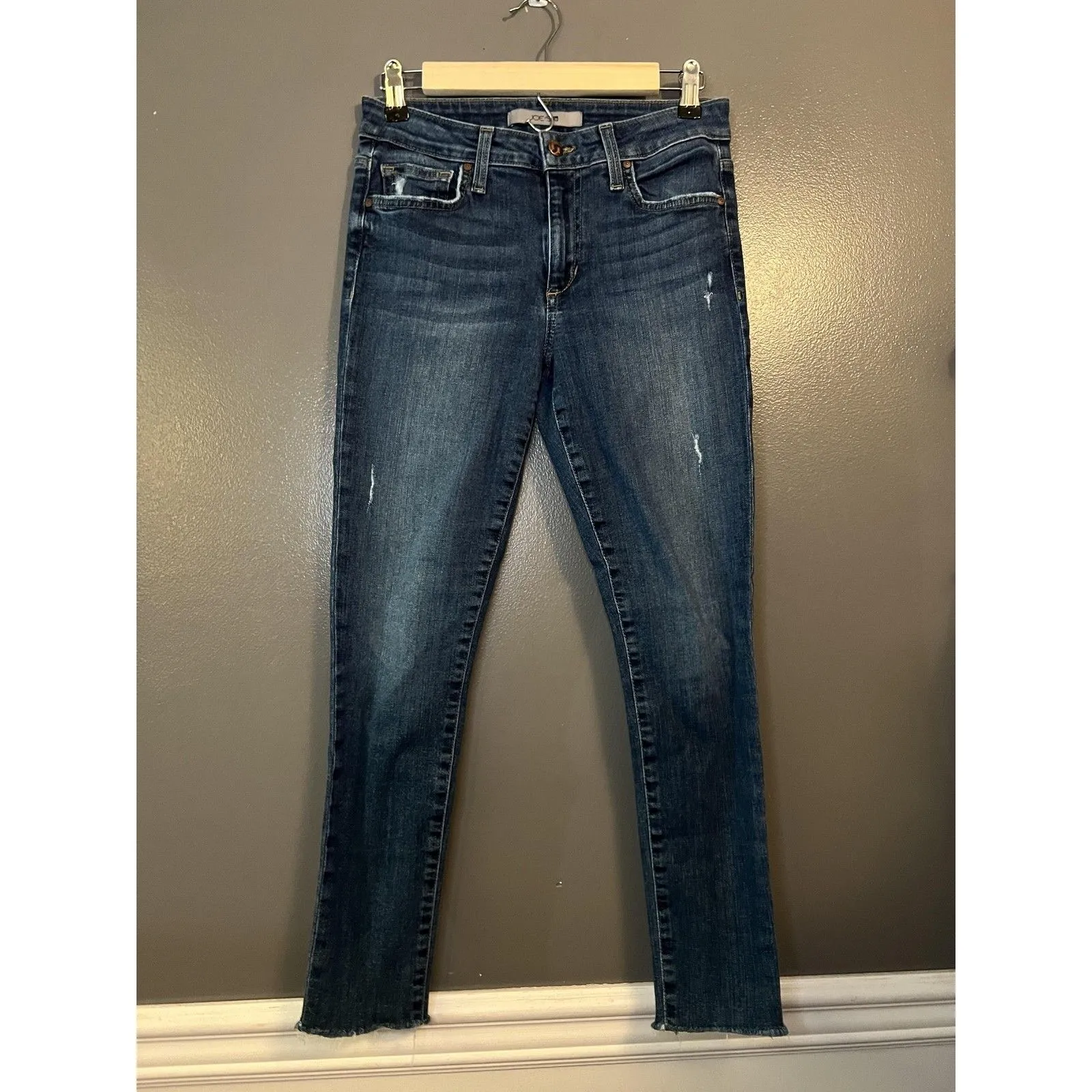 Joe's Jeans Jeans Womens 27 Blue Skinny Ankle Distressed Raw Hem Stretch Denim - Image 2