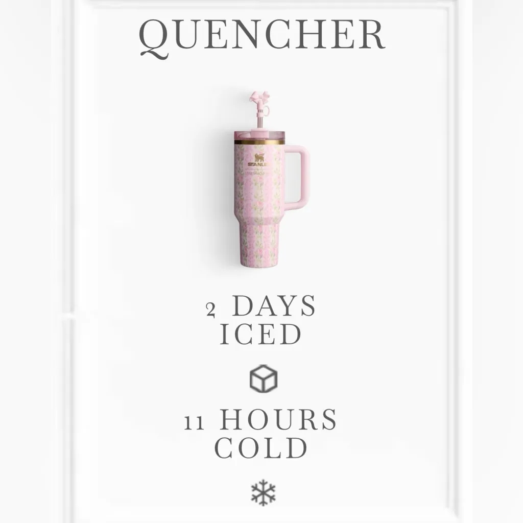 Stanley x LoveShackFancy Quencher Tumbler 40 oz., Pink Blooming Heirloom, NIB - Image 10