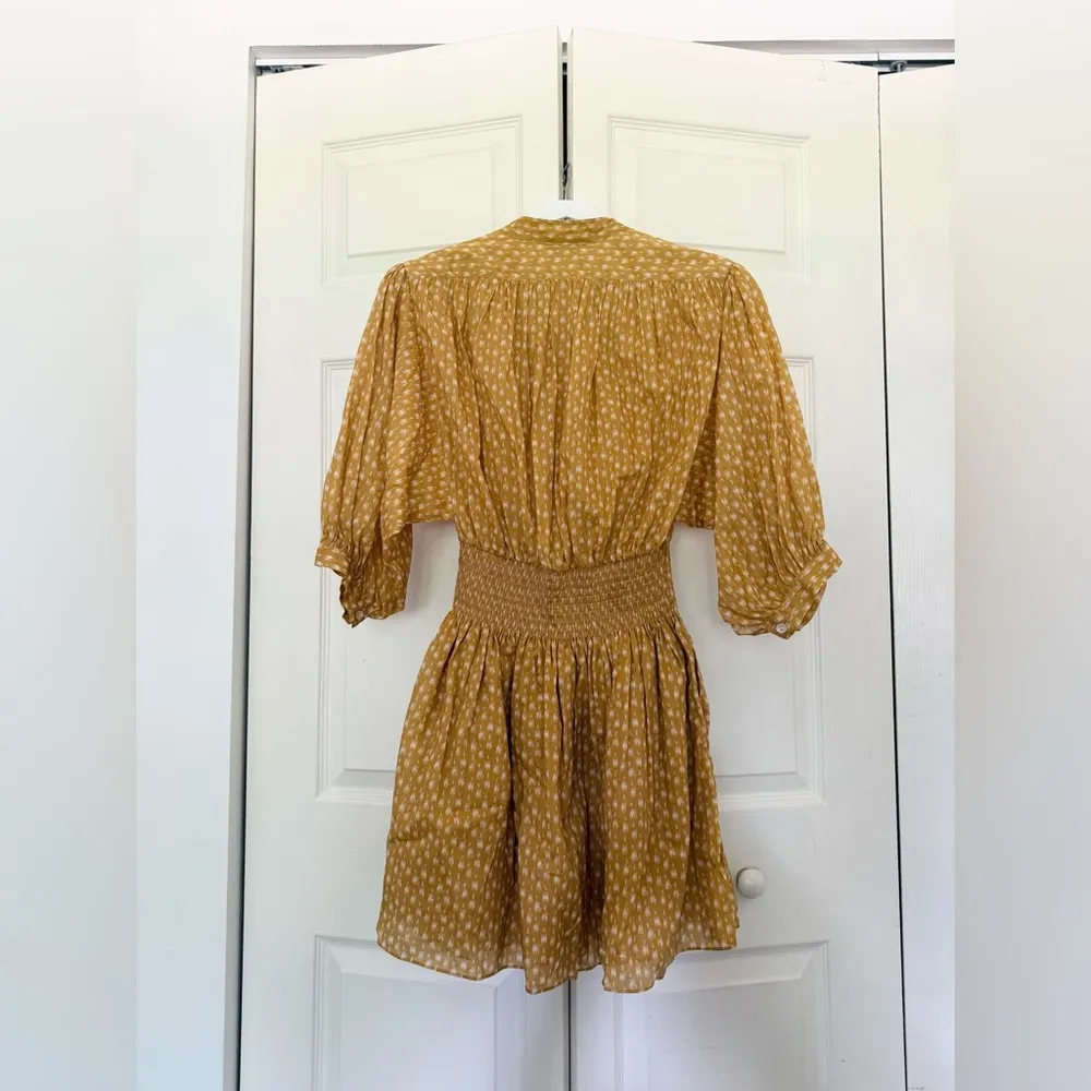 NWT Rebecca Taylor Ikat Shirt Dress Marigold Yellow Printed ShirtDress Size XS - Image 11