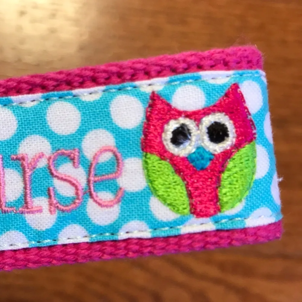 NWOT Carolina Nurse owl embroidered key fob Pink - Image 4