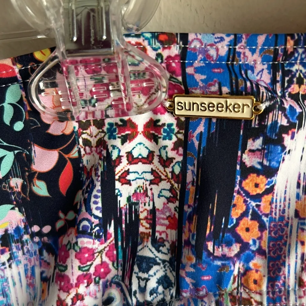 Sunseeker Australia Floral Microfibre Bikini Swim Bottom Sz 14 NWT White - Image 5