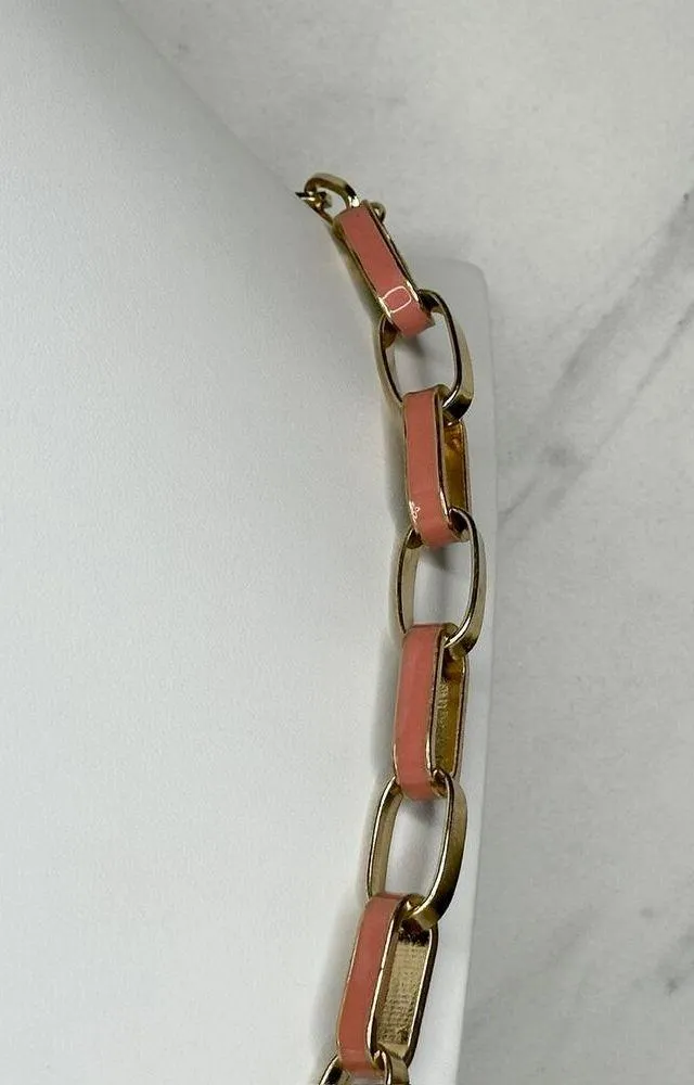 New York & Company Gold Tone and Light Pink Long Chain Link Necklace - Image 10