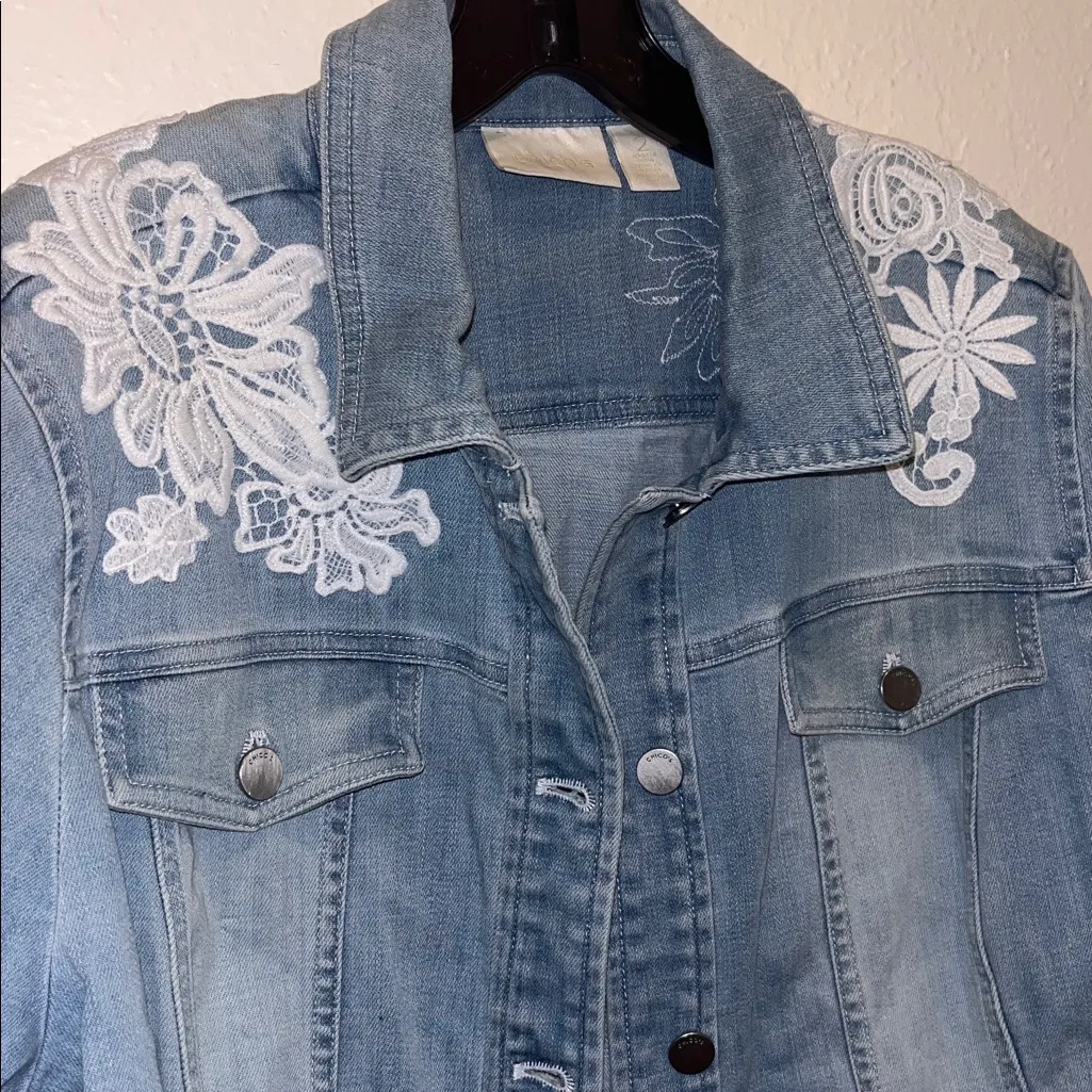 Lace floral Jean Jacket Embellished Denim Jacket • Jean Jacket - Image 2