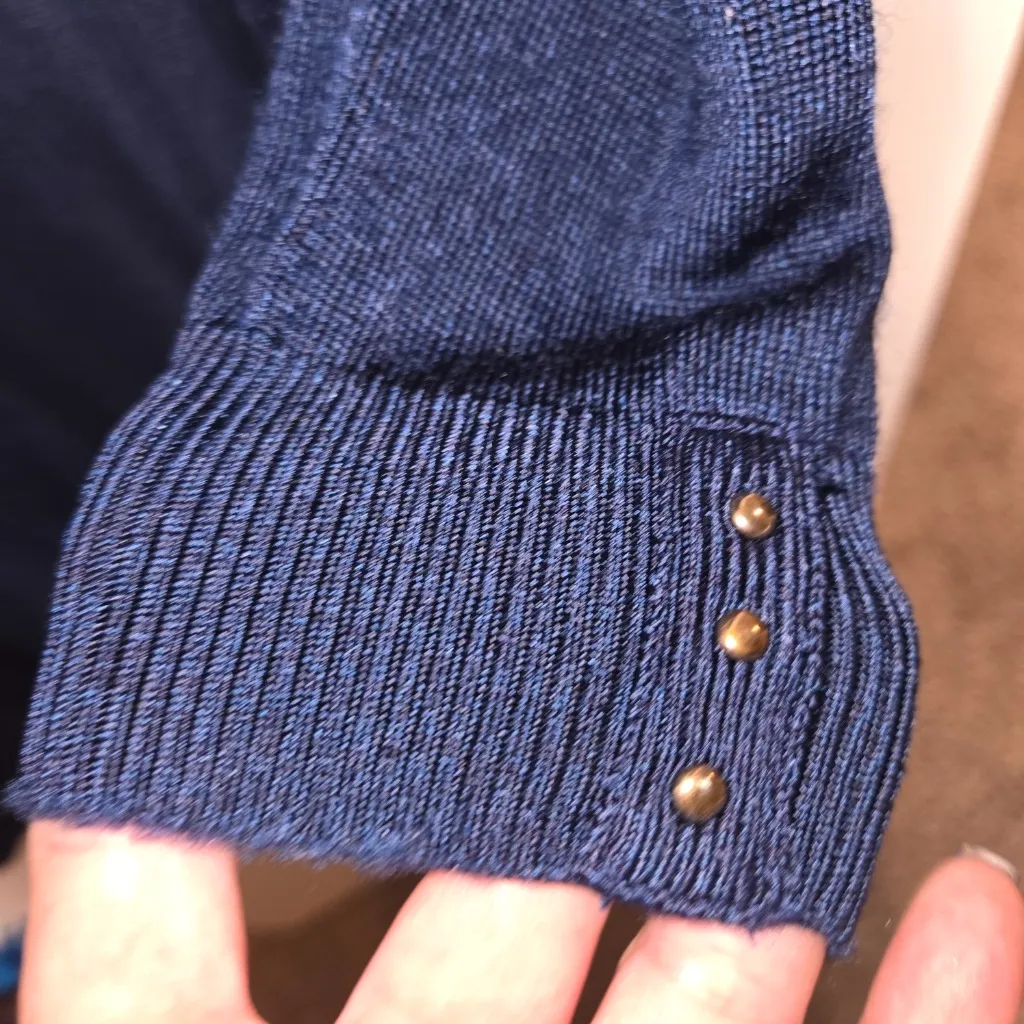 White House Black Market Whbm Navy Open Front Cardigan Size Medium - Image 4