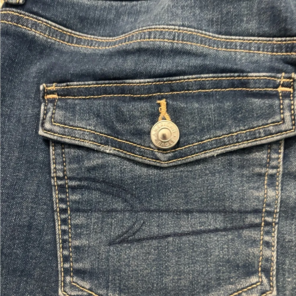 Blue Denim Jeans Cut Off Raw Hem Size 4 - Image 5