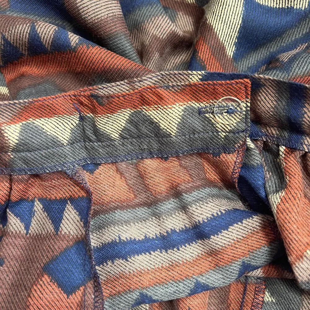 Vintage Selections by Manor House Aztec Midi Skirt Pleated Size 16 Western Blue - Image 6