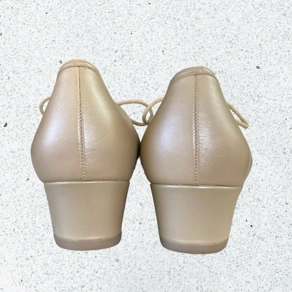 Fazan Two Tone Oxford Wedge Heel All Leather Spectator Shoes Women’s Sz. 7 Tan - Image 5