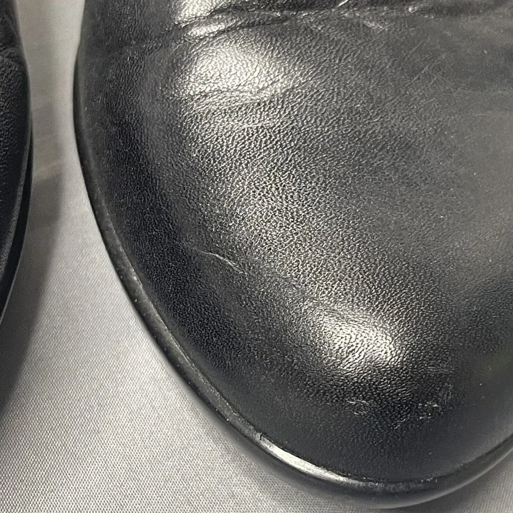 St Johns Bay Shoes Womens 8.5 M Heels Clogs Mules Buckle Black Leather - Image 5