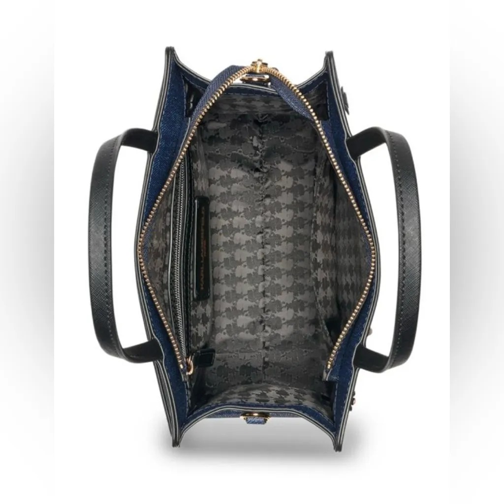 Karl Lagerfeld Paris Maybelle Denim Satchel with Pins & Coin Purse NWT - Image 2