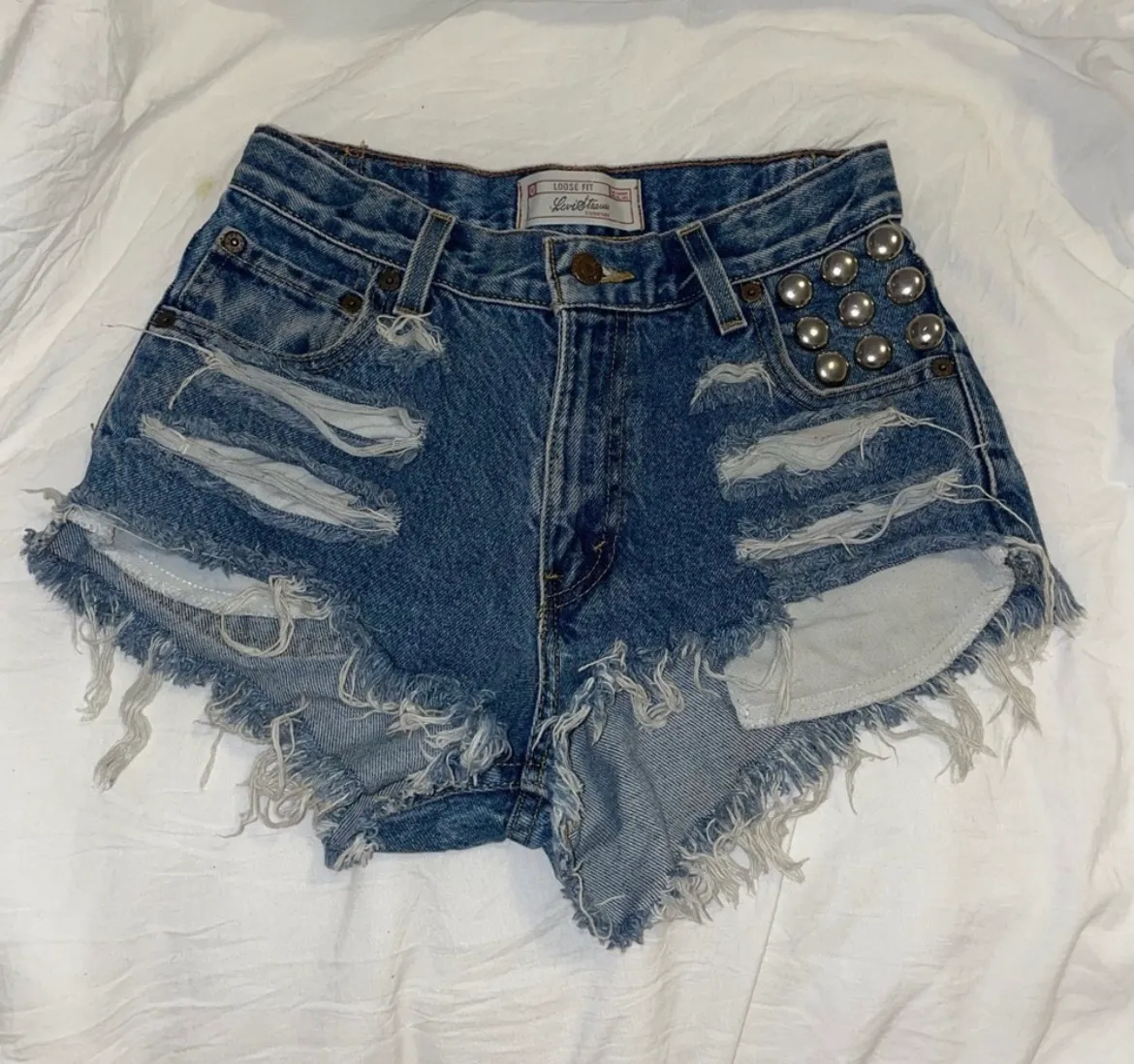 Rare Vintage LEVI’S / RUNWAYDREAMZ Studded Cutoff Jean Shorts - Image 4